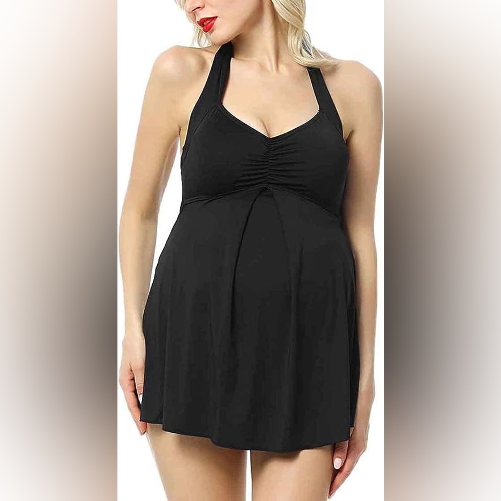 Maternity swim suit UPF 50 One Piece Skirted Swimdress-M-worn only 1x!